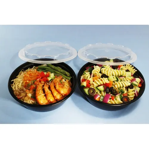 Cubeware 24 Ounce Round Container Black Base With Clear Vented Lid, 150 Set Cubeware 24 Ounce Round Container Black Base With Clear Vented Lid, 150 Set